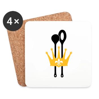 Wooden spoon crown - Coasters (set of 4) - white - Front