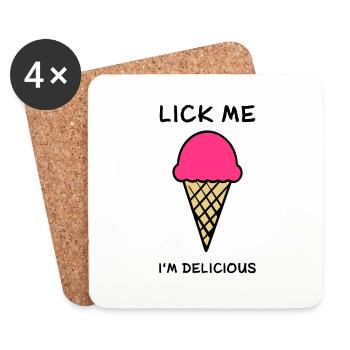 lick me i'm delicious - Untersetzer (4er-Set) - Weiß - Vorne