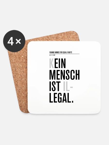 Kein Mensch ist illegal - Untersetzer (4er-Set) - Weiß