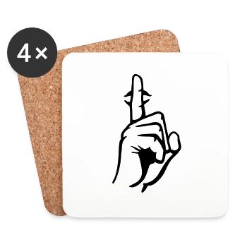 hand__ruhe_bitte_ - Untersetzer (4er-Set) - Weiß - Vorne