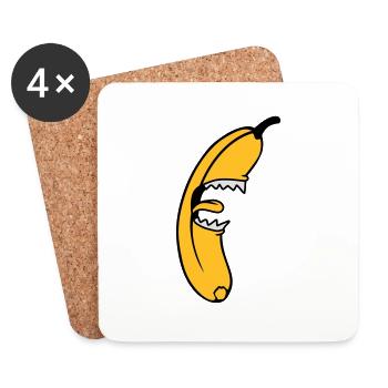 Evil Monster Banana - Coasters (set of 4) - white - Front