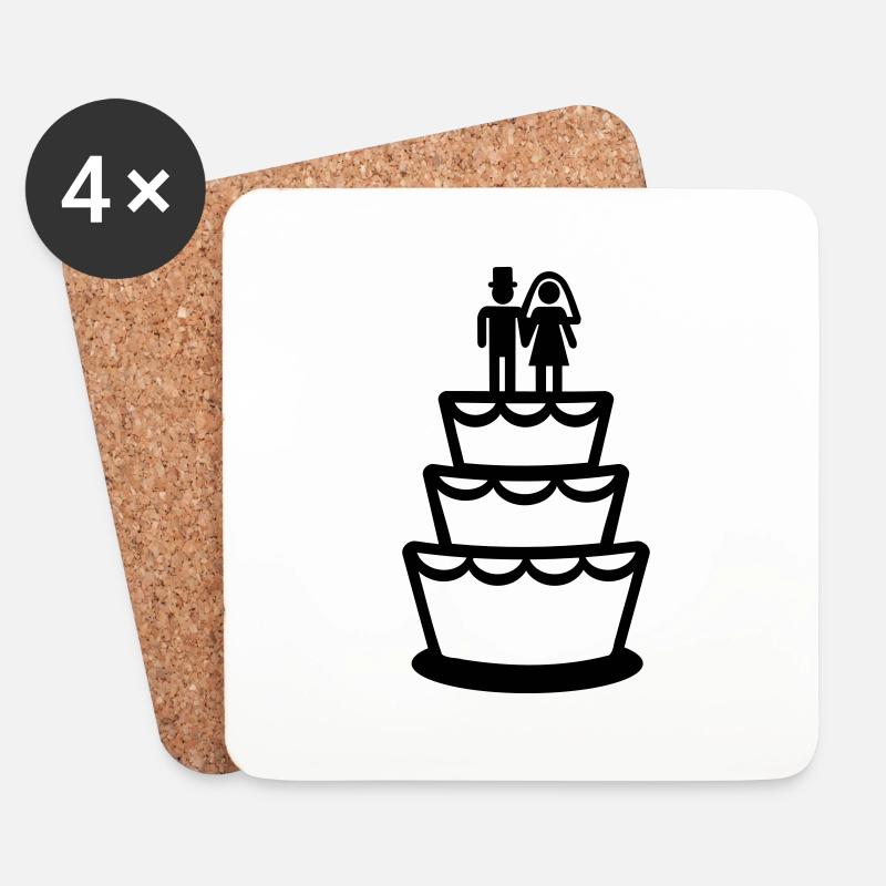 Hochzeit - Untersetzer (4er-Set) - Weiß