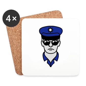 Cool police man face head - Coasters (set of 4) - white - Front