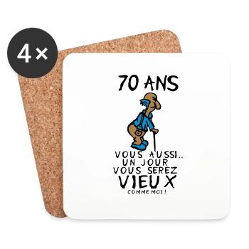 70 ans vieux monsieur anniversaire humour moi - Dessous de verre (lot de 4) - blanc - Devant