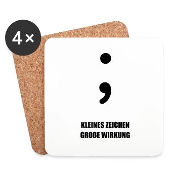 Semikolon - Informatiker Spruch Geschenk - Untersetzer (4er-Set) - Weiß - Vorne