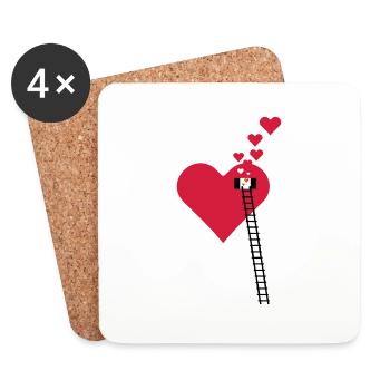 Échelle à la fenêtre - Fensterln / window heart (3c) - Dessous de verre (lot de 4) - blanc - Devant