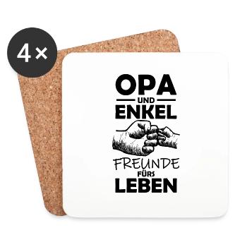 Opa und Enkel Freunde fürs Leben - Untersetzer (4er-Set) - Weiß - Vorne