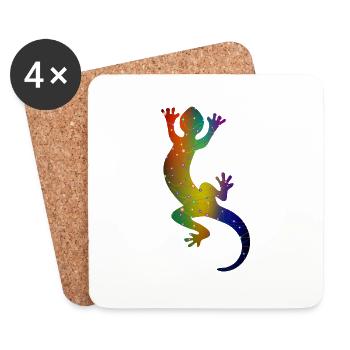 Lizard / Gecko / Echse / bunte Knoten - Untersetzer (4er-Set) - Weiß - Vorne