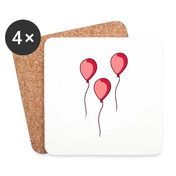 3 glaenzende Luftballons - Untersetzer (4er-Set) - Weiß - Vorne