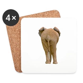 Éléphant popo - Dessous de verre (lot de 4) - blanc - Devant