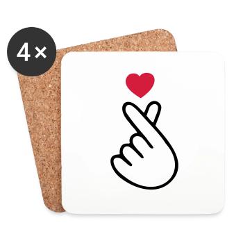 ♥I Love You-Cute Korean Finger Heart Sign♥ - Coasters (set of 4) - white - Front