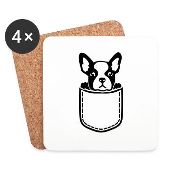 Français Bouledogue - Dessous de verre (lot de 4) - blanc - Devant