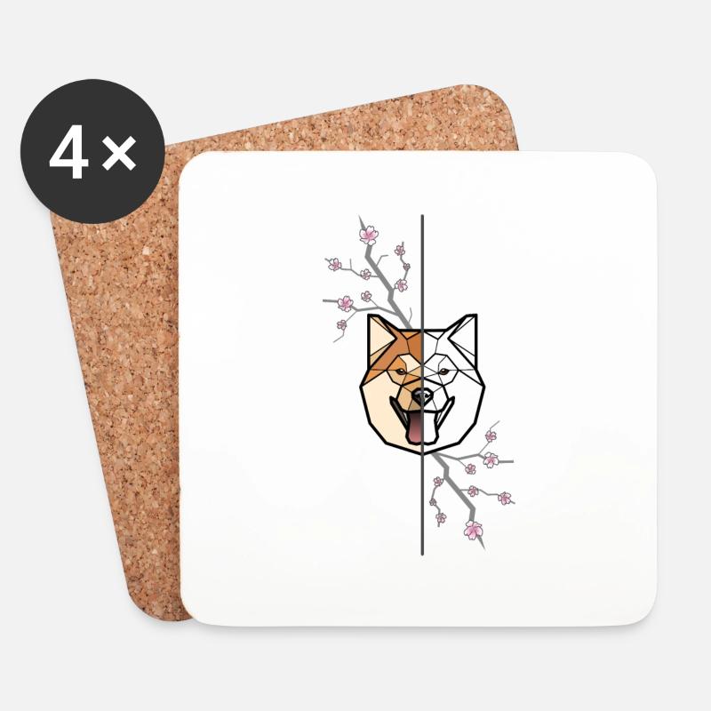 Shiba Inu - Doppelseite - Untersetzer (4er-Set) - Weiß