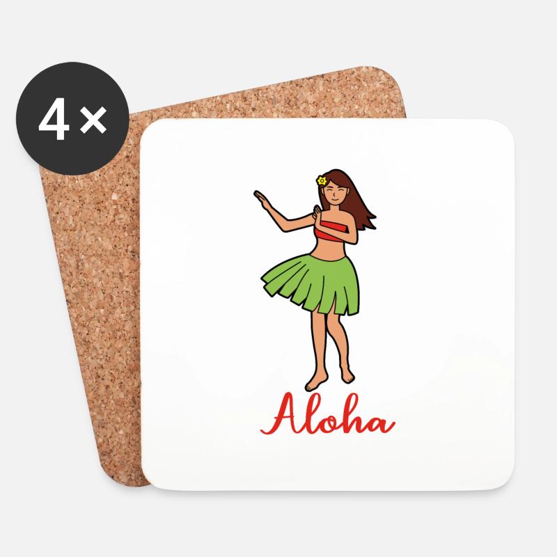 ALOHA Mädchen - Untersetzer (4er-Set) - Weiß