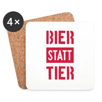 BIER STATT TIER VEGAN - Untersetzer (4er-Set) - Weiß - Vorne
