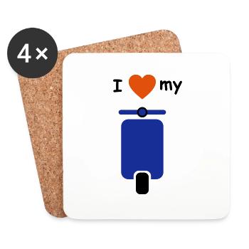 i love roller + heart - Coasters (set of 4) - white - Front