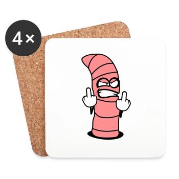 Evil worm design - Coasters (set of 4) - white - Front