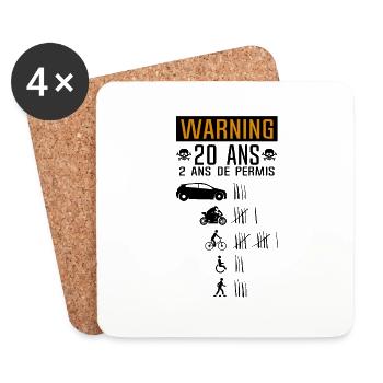 20 ans anniversaire permis conduire accident - Dessous de verre (lot de 4) - blanc - Devant
