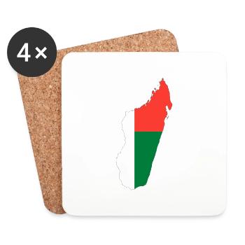 Madagaskar Landkarte Flagge Fahne - Untersetzer (4er-Set) - Weiß - Vorne