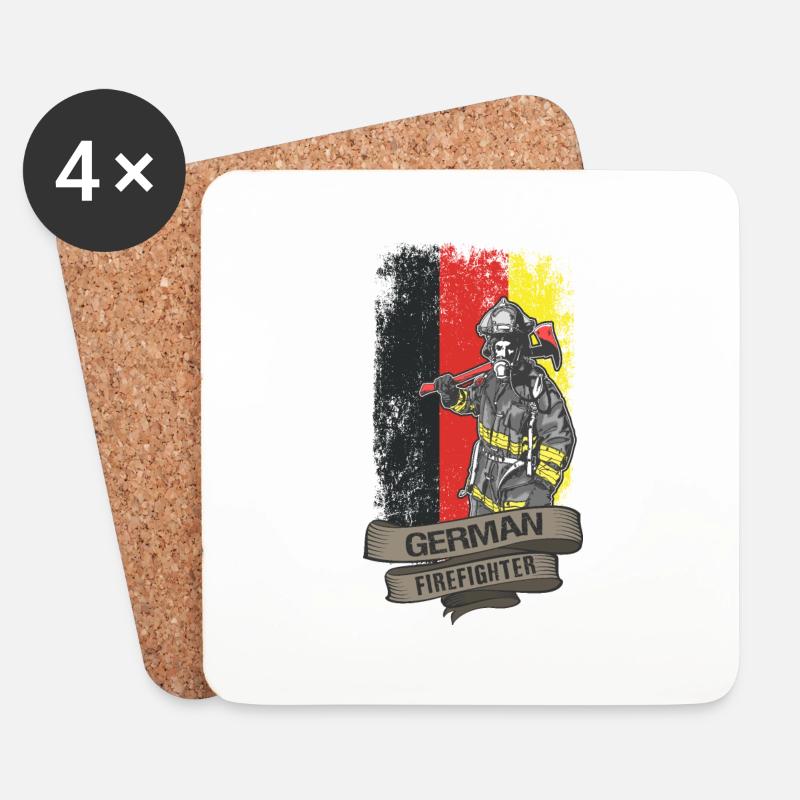 German Firefighter - Untersetzer (4er-Set) - Weiß