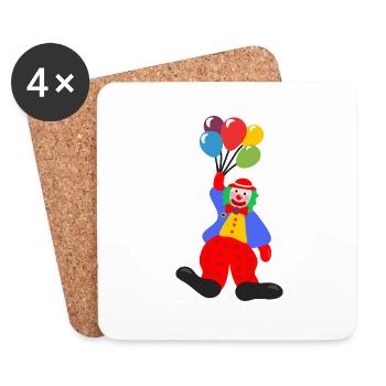 Clown avec des ballons - Dessous de verre (lot de 4) - blanc - Devant