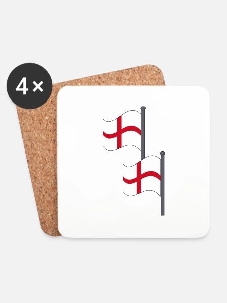Two English Flags - Coasters (set of 4) - white