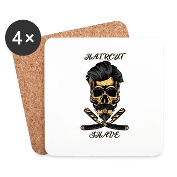 Skull Haircut And Shave - Markus - Coasters (set of 4) - white - Front