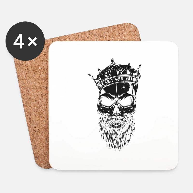 King Kopf (Partnermotiv) - Untersetzer (4er-Set) - Weiß