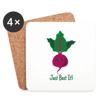 Just beet it gift plants Vegan saying - Coasters (set of 4) - white - Front