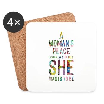 La place d’une femme - féminisme - Dessous de verre (lot de 4) - blanc - Devant