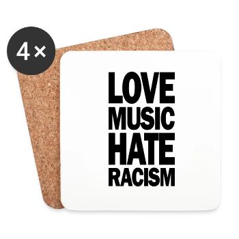 Love Music hate Racism Anti-Racisme Tolérance - Dessous de verre (lot de 4) - blanc - Devant