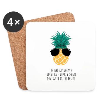 Ananas - Be like a pineapple - Untersetzer (4er-Set) - Weiß - Vorne