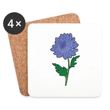Chrysanthèmes - Dessous de verre (lot de 4) - blanc - Devant