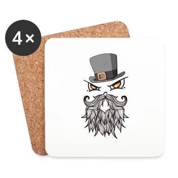 Cooler Hipster Mit Bart und und Hut - Untersetzer (4er-Set) - Weiß - Vorne