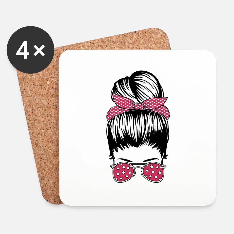 Retro Rockabilly Girl Geschenk - Untersetzer (4er-Set) - Weiß