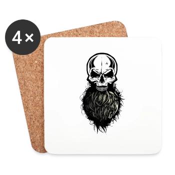 Schädel Kopf des Todes Hipster Schädel Bart Bart - Untersetzer (4er-Set) - Weiß - Vorne