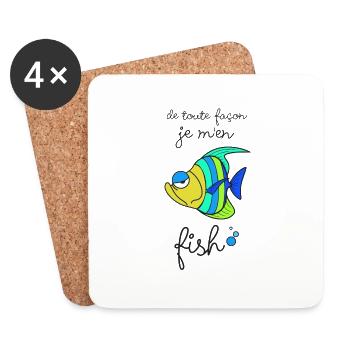 Je m'en fish - Dessous de verre (lot de 4) - blanc - Devant