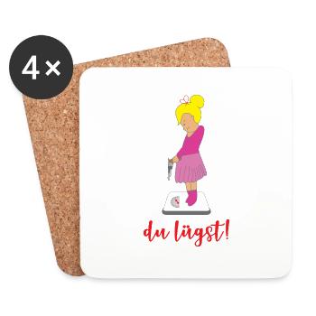 Du lügst Waage lustiges Motiv Mädchen Geschenkidee - Untersetzer (4er-Set) - Weiß - Vorne