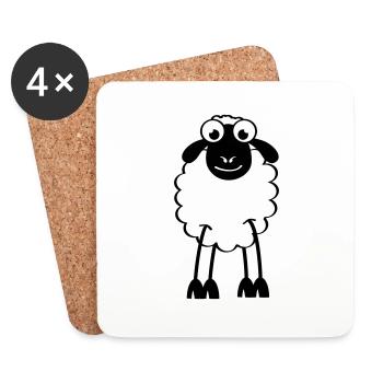 Moutons, moutons blancs ou noirs. Rêver ou dormir - Dessous de verre (lot de 4) - blanc - Devant