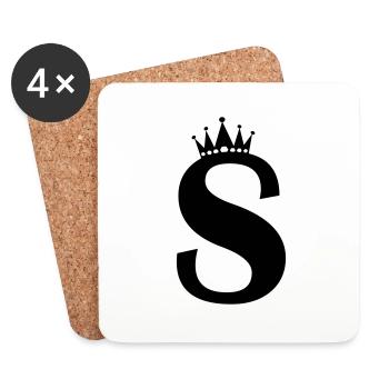 lettre S couronne - Dessous de verre (lot de 4) - blanc - Devant