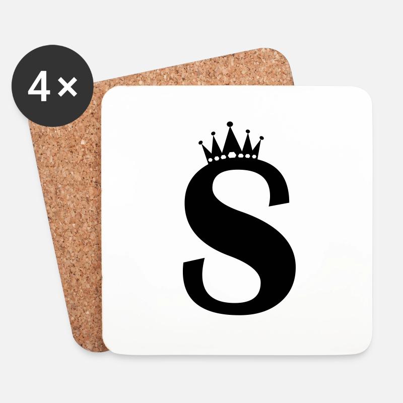buchstabe S Krone - Untersetzer (4er-Set) - Weiß