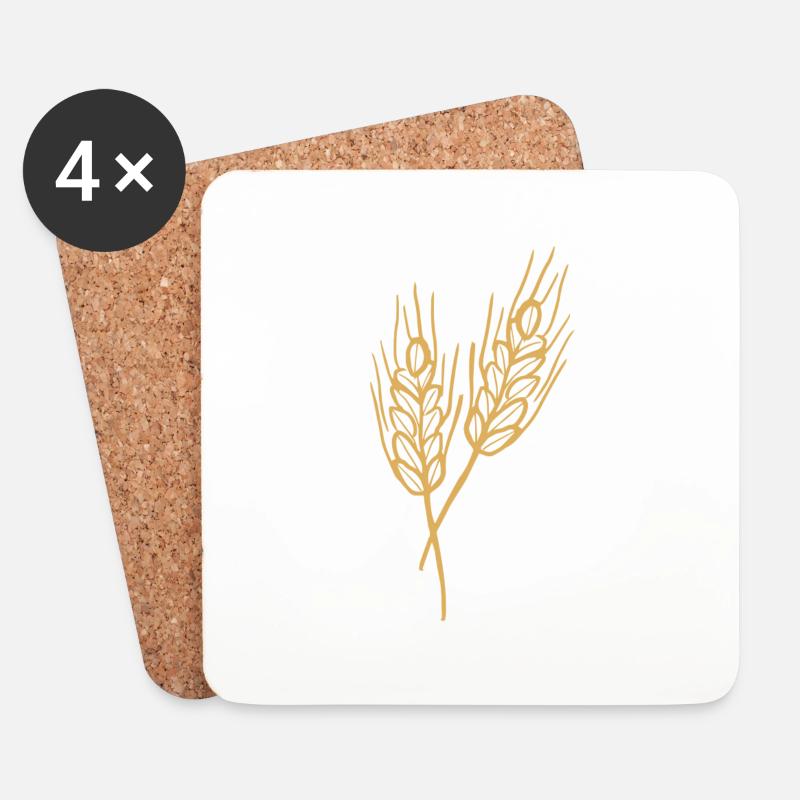 Weizen Illustration Brotbäcker Geschenkidee - Untersetzer (4er-Set) - Weiß