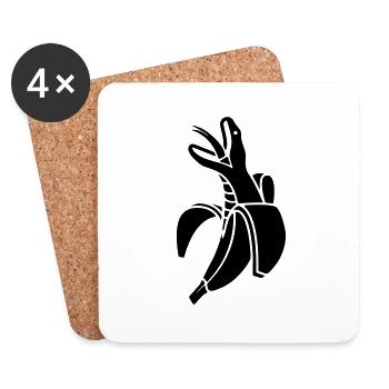 Serpent banane - Dessous de verre (lot de 4) - blanc - Devant