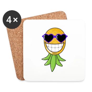 Swinger Ananas lachend - Untersetzer (4er-Set) - Weiß - Vorne
