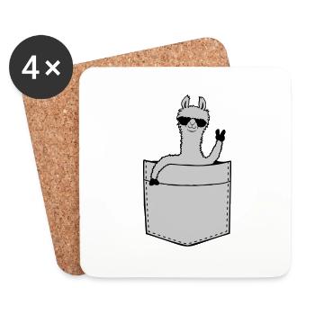 Comic Hemdtasche Lama - Untersetzer (4er-Set) - Weiß - Vorne
