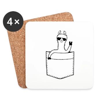 Hemdtasche Comic Lama - Untersetzer (4er-Set) - Weiß - Vorne