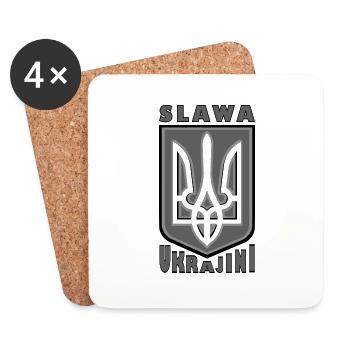 Slawa Ukrajini - Untersetzer (4er-Set) - Weiß - Vorne