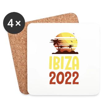 Ibiza 2022 Palmiers - Dessous de verre (lot de 4) - blanc - Devant