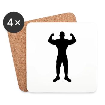 Poses Silhouette Muscular Bodybuilder - Coasters (set of 4) - white - Front