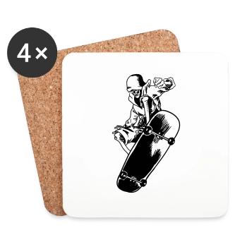 BOARD SKATER BOARDER SK8 LONGBOARDER SKATING MOTIV - Untersetzer (4er-Set) - Weiß - Vorne